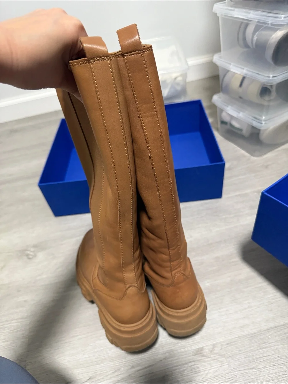 Steve Madden Tall Chunky Sole Boots in Cognac Tan